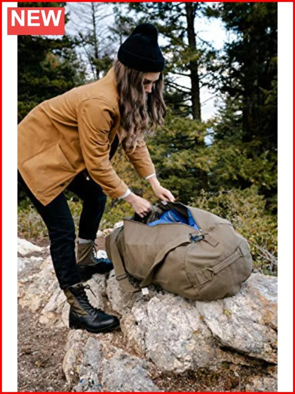 Heavy Duty Cotton Canvas Duffel Bag with Full Zipper for Travel Gym Storage